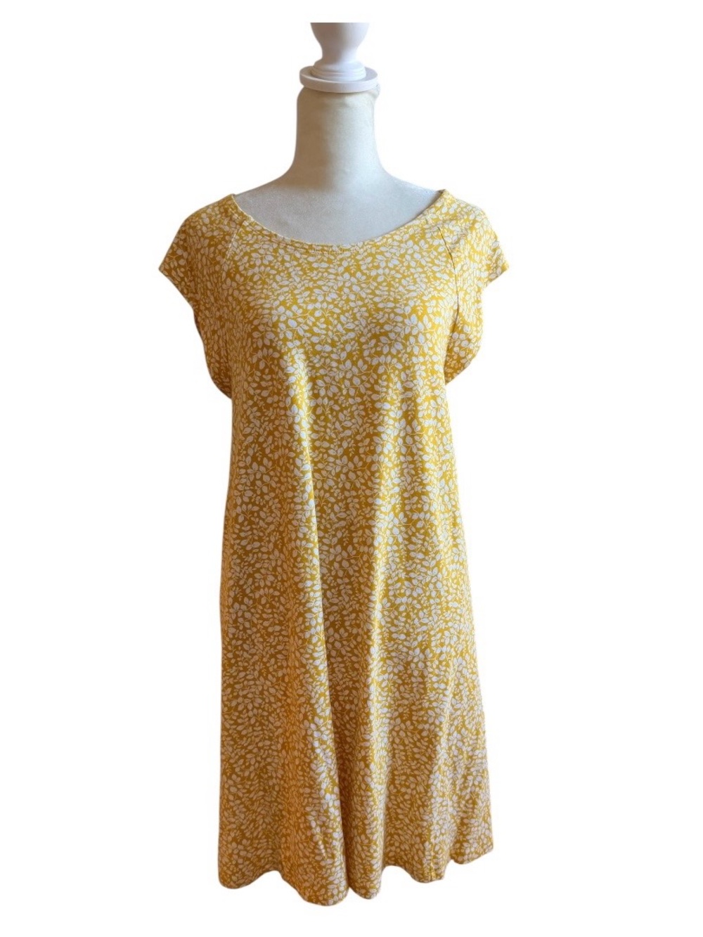 Loft Yellow Printed Short-Sleeve Swing Dress Size MP